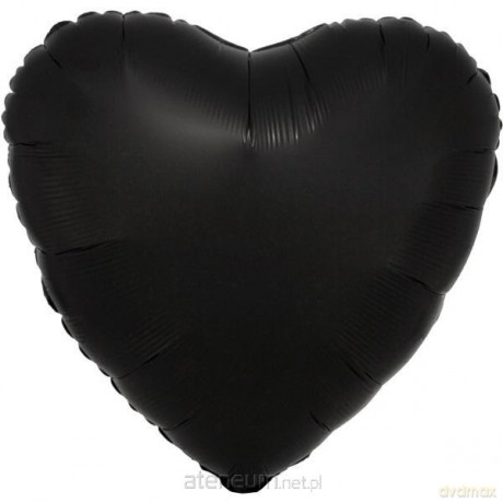 Balon foliowy Lustre Black serce 43 cm