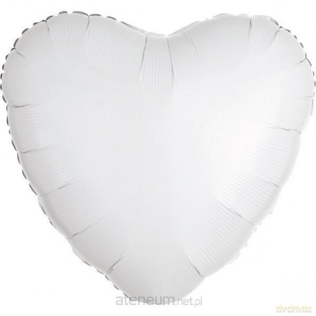 Balon foliowy metalik biały serce luzem 43 cm