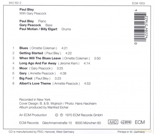 Paul Bley: With Gary Peacock [CD]
