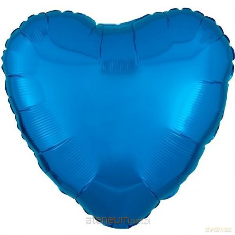 Balon foliowy metalik niebieski serce luzem 43 cm