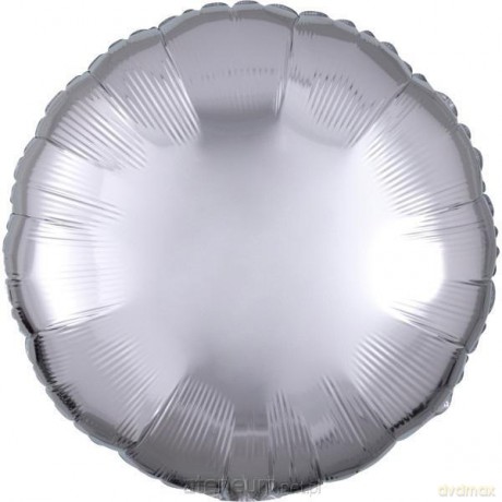 Balon foliowy metalik srebrny okrągły luzem 43 cm