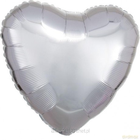 Balon foliowy metalik srebrny serce 43 cm