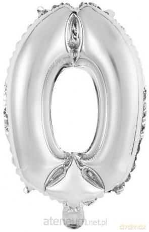 Balon foliowy mini cyfra 0 srebrna 30,5x40 cm