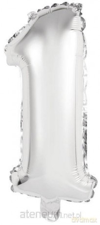 Balon foliowy mini cyfra 1 srebrna 19,5x40 cm