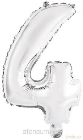 Balon foliowy mini cyfra 4 srebrna 32x40 cm