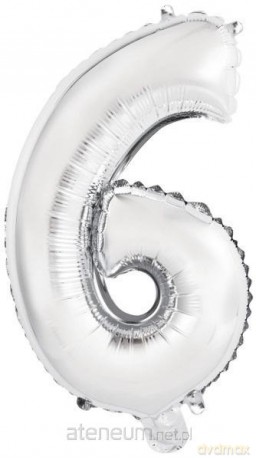 Balon foliowy mini cyfra 6 srebrna 29x40 cm
