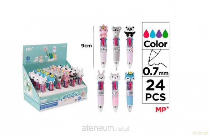 Długopis MINI 4-kolorowy 0.7mm Zwierzątka (24szt)