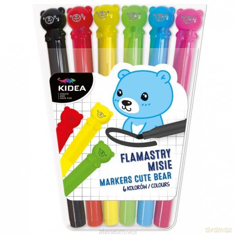 Flamastry misie 6 kolorów