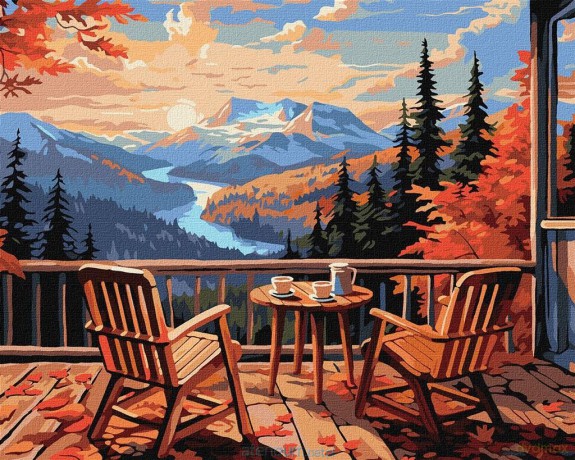 Malowani po numerach - Śniadanie w górach 40x50 cm