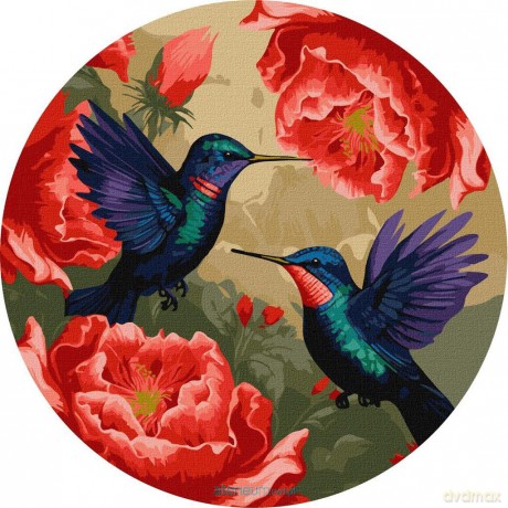 Malowanie po numerach - Kolorowe kolibry d39 cm