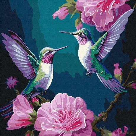 Malowanie po numerach - Wróżkowe ptaki...40x40 cm