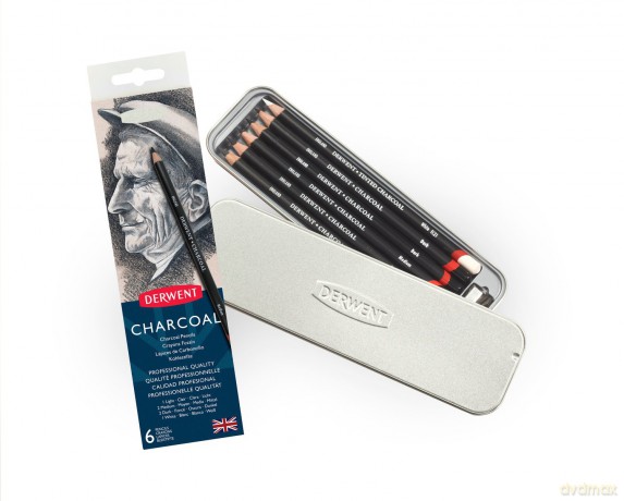 Derwent - Charcoal 6-stk Metalbox (601062)