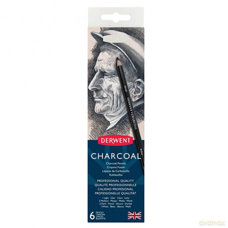 Derwent - Charcoal 6-stk Metalbox (601062)