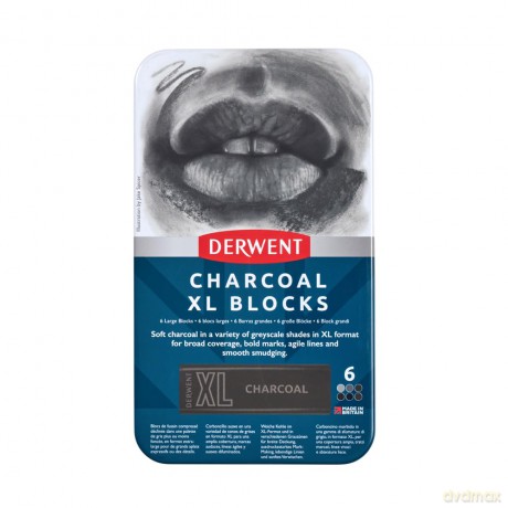 Derwent - Charcoal Xl Blocks Tin Of 6 (601069)