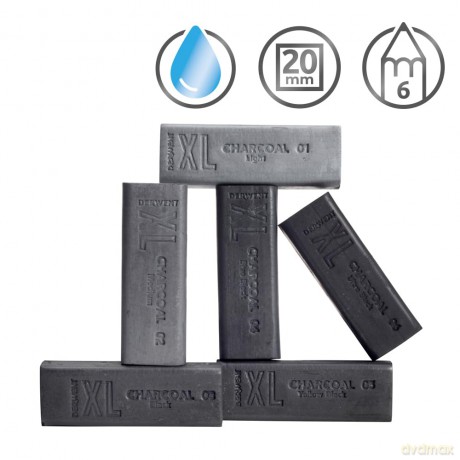 Derwent - Charcoal Xl Blocks Tin Of 6 (601069)