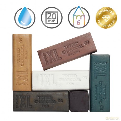 Derwent - Tinted Charcoal Xl Blocks Tin Of 6 (601057)