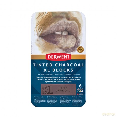 Derwent - Tinted Charcoal Xl Blocks Tin Of 6 (601057)