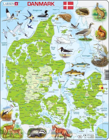 Larsen Puzzle - Denmark with Animals (66 pcs) (K78)