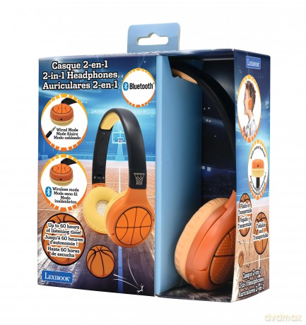 Lexibook - 2-in-1 Basketball Bluetooth Headphones (HPBT010BA)