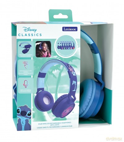 Lexibook - Stitch Rechargeable headphones with lights (HPBT015D)