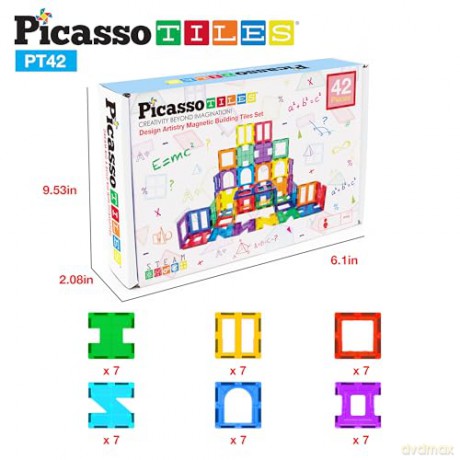 Picasso Tiles - Artistry Magnetic Tiles set (42 pcs) (PT42)