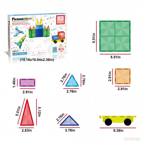 Picasso Tiles - Diamond Series Set (63 pcs) (PT63)