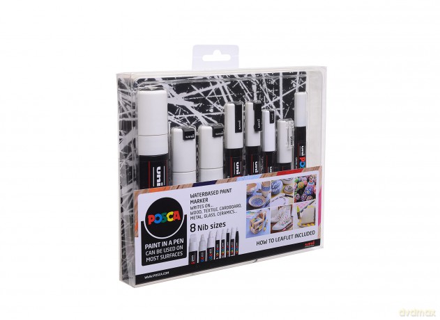 Posca - 8 Nib Size White Set (401618)