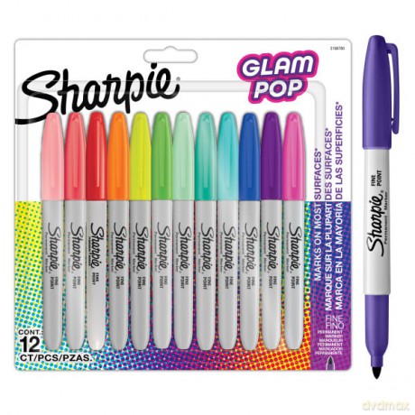 Sharpie - Permanent Marker Fine Glam Pop 12-Blister (2198780)