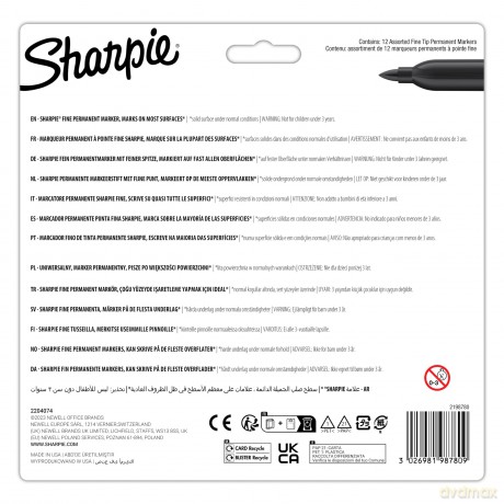 Sharpie - Permanent Marker Fine Glam Pop 12-Blister (2198780)