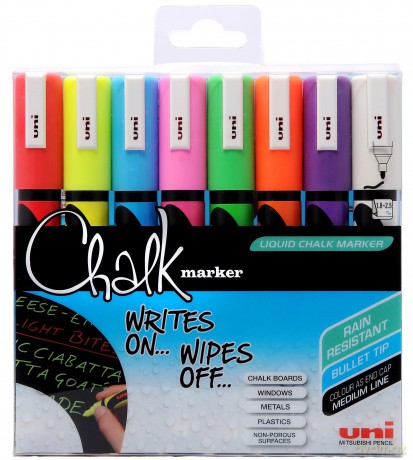 Uni - Chalkmarker 5M - Assorted colors, 8 pc