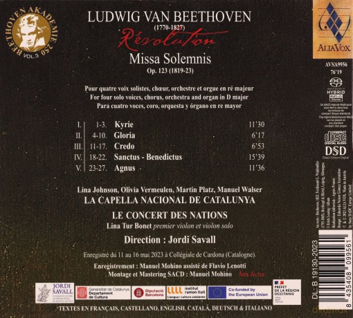 Jordi Savall: Beethoven: Missa Solemnis [CD]