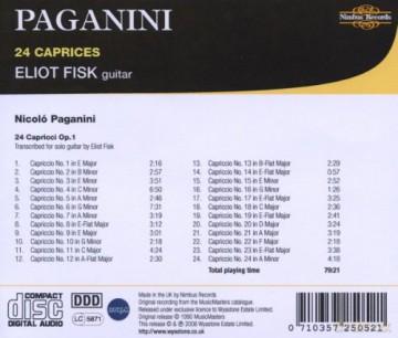 Nicolo Paganini: Caprices - Eliot Fisk [CD]