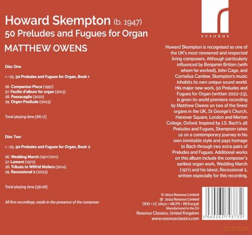 Matthew Owens (Organ): Howard Skempton: 50 Preludes And Fugues For Organ [2CD]