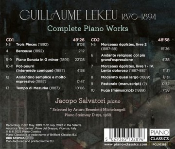 Jacopo Salvatori: Lekeu: Complete Piano Works [2CD]