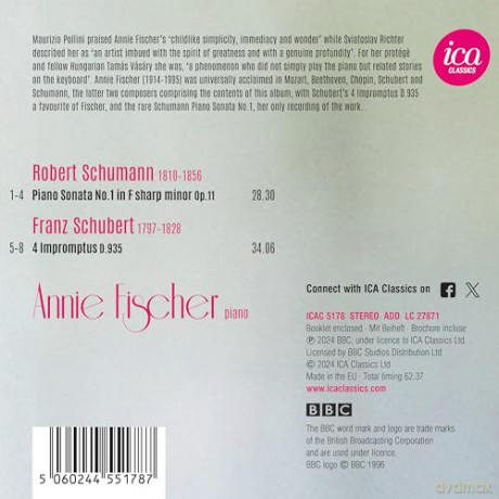 Annie Fischer: Schumann: Piano Sonata No. 1 - Schubert: 4 Impromptus D. 935 [CD]