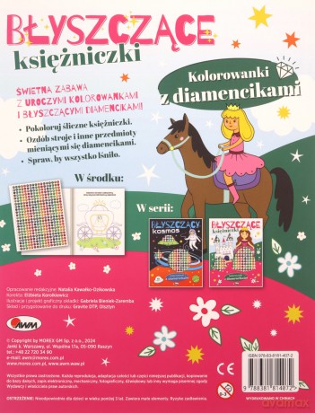 Błyszczące księżniczki. Kolorowanki z diamencikami [KSIĄŻKA]