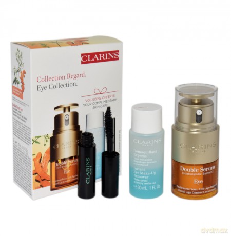 Clarins Set (Double Serum Eye 20ml + Instant Eye Make Up Remover 50ml + Mascara Supra Lift & Curl 3ml)