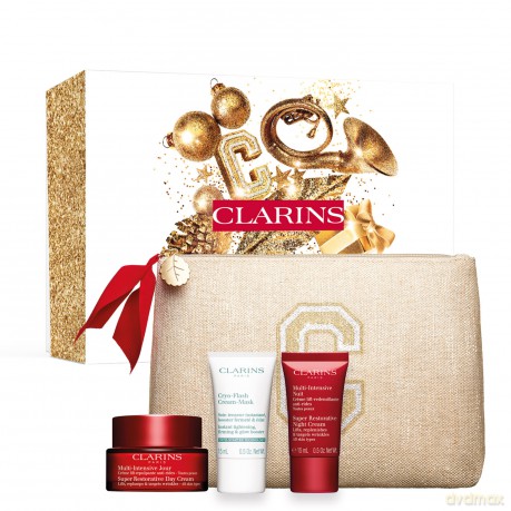 Clarins Set (Multi-Intensive Day Cream + Super Restorative Nigt Cream + Cryo Flash Cream Mask 15ml)