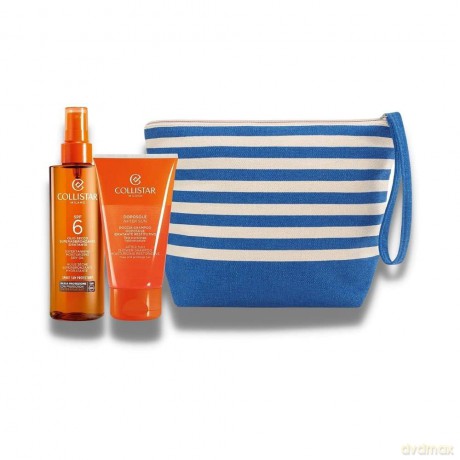 Collistar Set (Ultra Protection Tanning Cream Face Body Spf 30 150ml + After Sun Shower Shampoo 150ml+ Cosmetics Bag