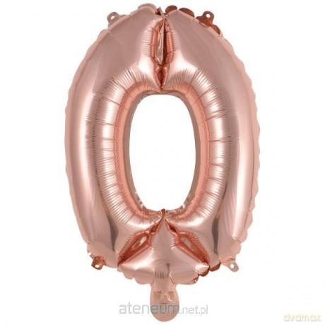 Balon foliowy mini cyfra 0 różowe złoto 30,5x40 cm