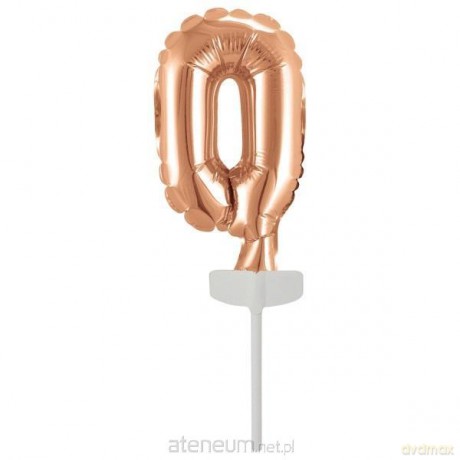 Balon foliowy mini cyfra 0 różowe złoto 7,5x12 cm