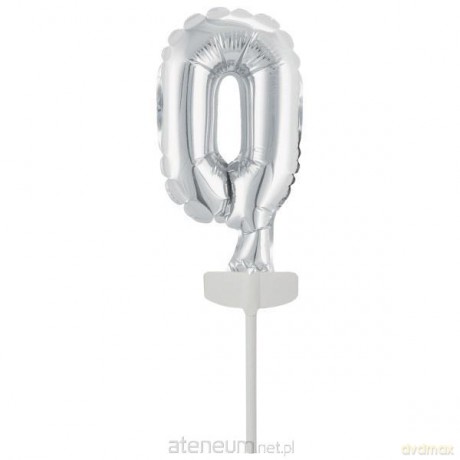 Balon foliowy mini cyfra 0 srebrna 7,5x12 cm