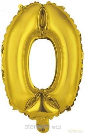 Balon foliowy mini cyfra 0 złota 30,5x40 cm