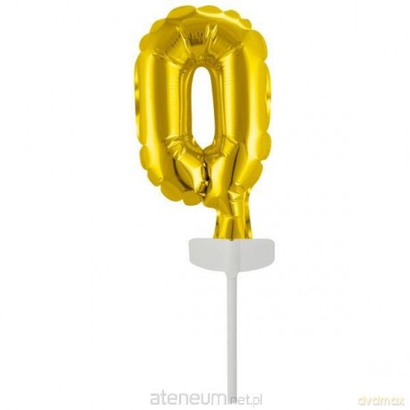Balon foliowy mini cyfra 0 złota 7,5x12 cm