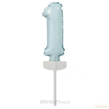 Balon foliowy mini cyfra 1 pastel niebieska 4x12 cm
