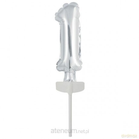 Balon foliowy mini cyfra 1 srebrna 4x12 cm