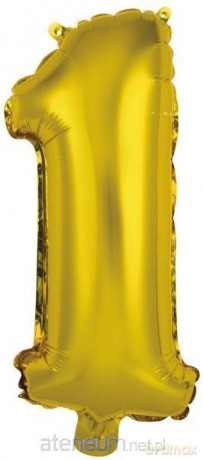 Balon foliowy mini cyfra 1 złota 19,5x40 cm