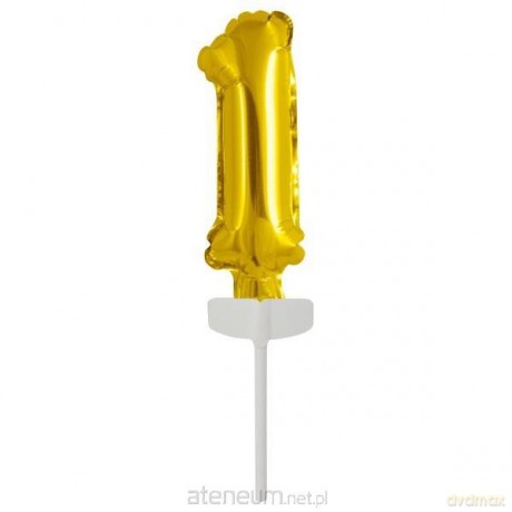 Balon foliowy mini cyfra 1 złota 4x12 cm