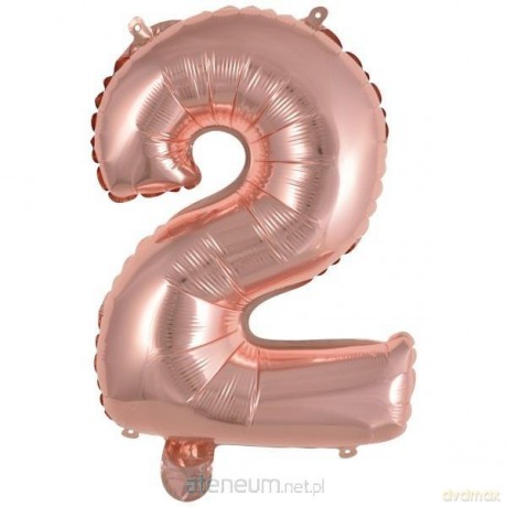 Balon foliowy mini cyfra 2 różowe złoto 37,5x40 cm