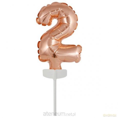 Balon foliowy mini cyfra 2 różowe złoto 8x12 cm